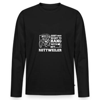 Je veux juste passer du temps avec mon rottweiler - T-shirt manches longues Premium bio Homme - noir - Devant - Nico (187cm)
