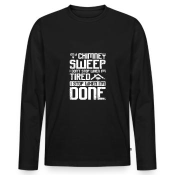 Ramoneur : je m’arrête quand j’ai fini - T-shirt manches longues Premium bio Homme - noir - Devant - Nico (187cm)
