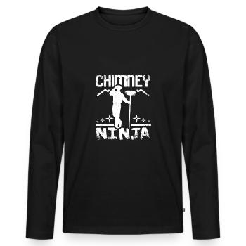Ramoneur ninja - T-shirt manches longues Premium bio Homme - noir - Devant - Nico (187cm)