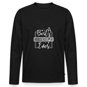 Best Housekeeper ever - Männer Premium Bio Langarmshirt - Schwarz - Vorne - Nico (187cm)