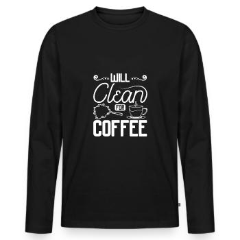Housekeeper will clean for coffee - Männer Premium Bio Langarmshirt - Schwarz - Vorne - Nico (187cm)