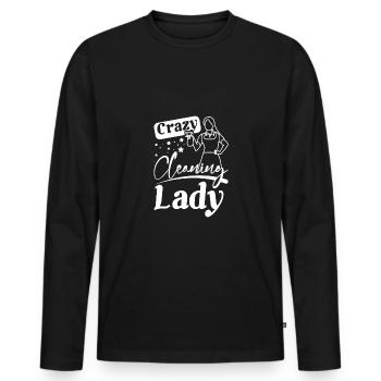 Housekeeper crazy cleaning lady - Männer Premium Bio Langarmshirt - Schwarz - Vorne - Nico (187cm)