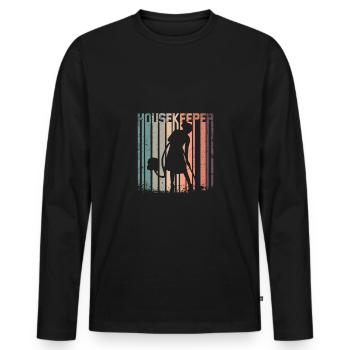 Retro Vintage Housekeeper - Männer Premium Bio Langarmshirt - Schwarz - Vorne - Nico (187cm)