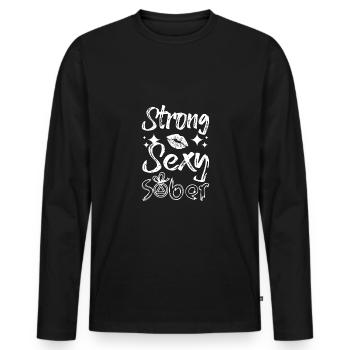 Sobriety Women Strong sexy Sober - Männer Premium Bio Langarmshirt - Schwarz - Vorne - Nico (187cm)