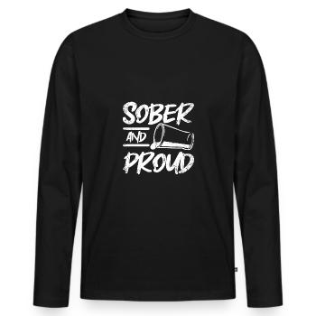 Sobriety Sober and Proud - Männer Premium Bio Langarmshirt - Schwarz - Vorne - Nico (187cm)