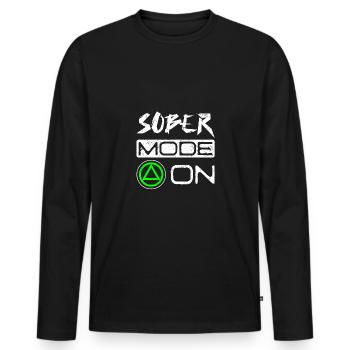 Sobriety Sober mode on - Männer Premium Bio Langarmshirt - Schwarz - Vorne - Nico (187cm)