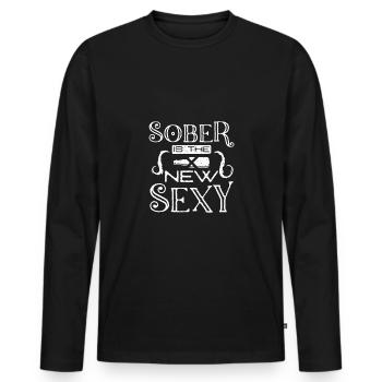 Sobriety Sober is the new sexy - Männer Premium Bio Langarmshirt - Schwarz - Vorne - Nico (187cm)