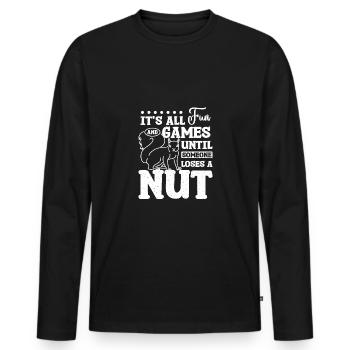 Squirrel fun and games until someone loses a nut - Männer Premium Bio Langarmshirt - Schwarz - Vorne - Nico (187cm)