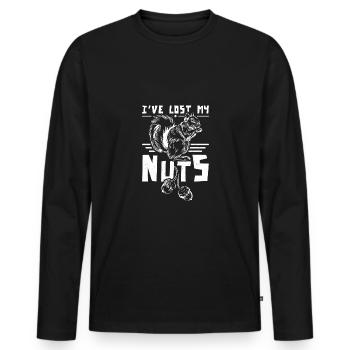 Funny Squirrel I've lost my nuts - Men's Premium Organic Long Sleeve Shirt - black - Front - Nico (187cm)