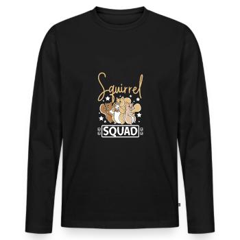 Cute Squirrel squad - Männer Premium Bio Langarmshirt - Schwarz - Vorne - Nico (187cm)