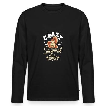 Crazy Squirrel lady - Männer Premium Bio Langarmshirt - Schwarz - Vorne - Nico (187cm)