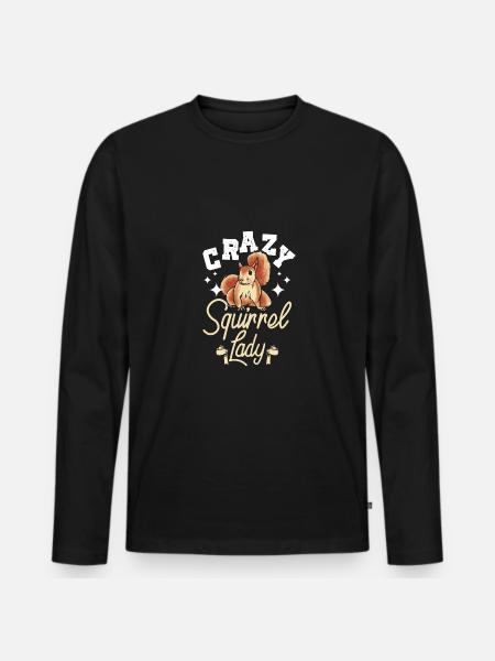 Crazy Squirrel lady - Men's Premium Organic Long Sleeve Shirt - black