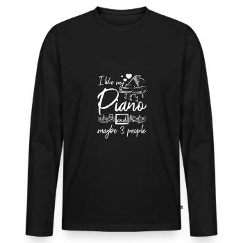 J’aime mon piano et peut-être 3 personnes - T-shirt manches longues Premium bio Homme - noir - Devant - Nico (187cm)