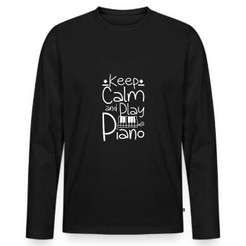 Restez calme et jouez du piano - T-shirt manches longues Premium bio Homme - noir - Devant - Nico (187cm)