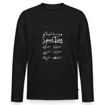 Ce que je fais pendant mon temps libre à jouer du piano - T-shirt manches longues Premium bio Homme - noir - Devant - Nico (187cm)