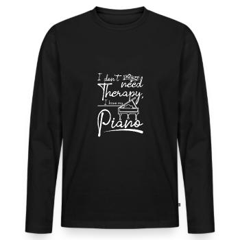 Je n’ai pas besoin de thérapie, j’ai mon piano - T-shirt manches longues Premium bio Homme - noir - Devant - Nico (187cm)