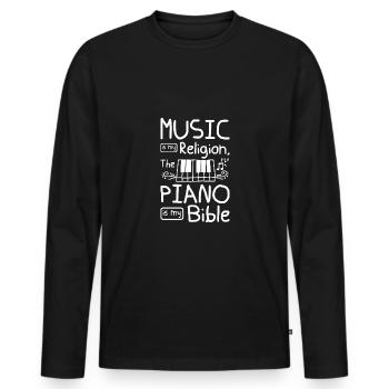La musique est ma religion, le piano est ma bible - T-shirt manches longues Premium bio Homme - noir - Devant - Nico (187cm)