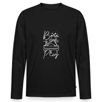 Né pour jouer du piano - T-shirt manches longues Premium bio Homme - noir - Devant - Nico (187cm)