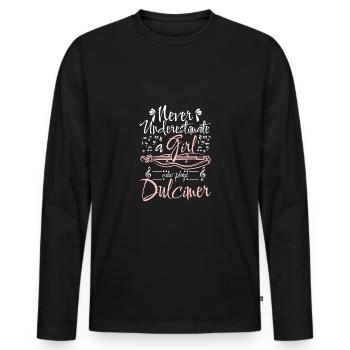 Never underestimate a girl who plays dulcimer - Men's Premium Organic Long Sleeve Shirt - black - Front - Nico (187cm)