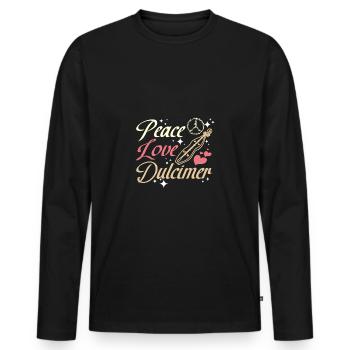 Peace Love Dulcimer - Men's Premium Organic Long Sleeve Shirt - black - Front - Nico (187cm)