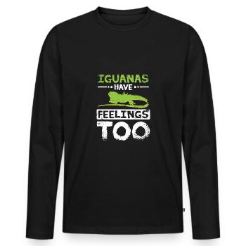 Rescued iguanas also have feelings - Männer Premium Bio Langarmshirt - Schwarz - Vorne - Nico (187cm)