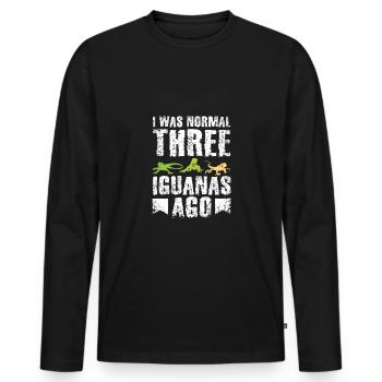 I was normal three iguanas ago - Men's Premium Organic Long Sleeve Shirt - black - Front - Nico (187cm)