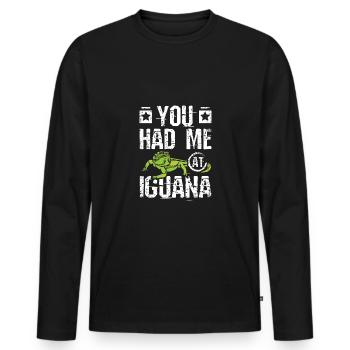 You had me at iguana - Männer Premium Bio Langarmshirt - Schwarz - Vorne - Nico (187cm)