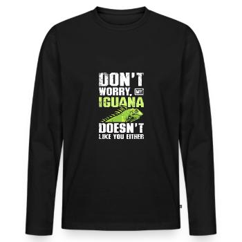 Don't worry my Iguana doesn't like you either - Männer Premium Bio Langarmshirt - Schwarz - Vorne - Nico (187cm)