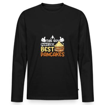 Ce gars fait les meilleures crêpes - T-shirt manches longues Premium bio Homme - noir - Devant - Nico (187cm)