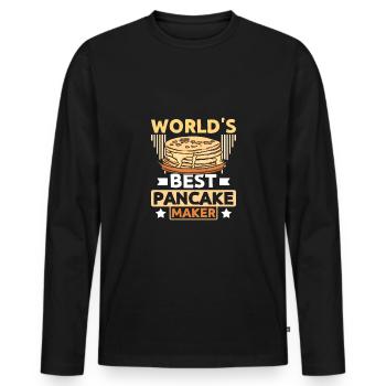 La meilleure crêpière du monde - T-shirt manches longues Premium bio Homme - noir - Devant - Nico (187cm)
