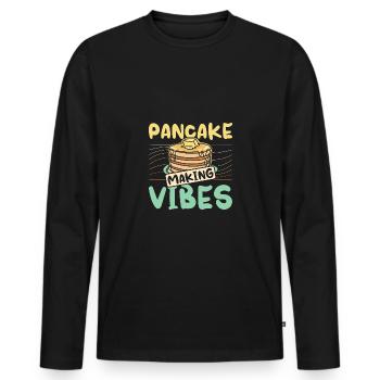 Pancake making vibes - Men's Premium Organic Long Sleeve Shirt - black - Front - Nico (187cm)
