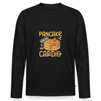 La fabrication de crêpes est mon cardio - T-shirt manches longues Premium bio Homme - noir - Devant - Nico (187cm)