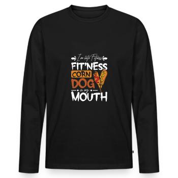 I'm into fitness Fit'ness Corn Dog in my mouth - Men's Premium Organic Long Sleeve Shirt - black - Front - Nico (187cm)