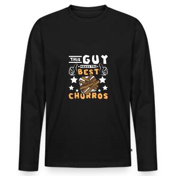 This guy makes the best Churros - Men's Premium Organic Long Sleeve Shirt - black - Front - Nico (187cm)
