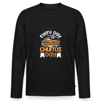 Every day is Churros day - Men's Premium Organic Long Sleeve Shirt - black - Front - Nico (187cm)