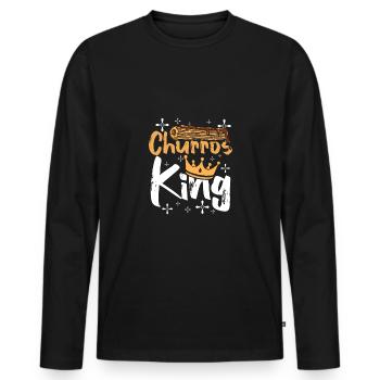 Roi des churros - T-shirt manches longues Premium bio Homme - noir - Devant - Nico (187cm)