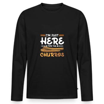 Je suis juste ici pour les churros - T-shirt manches longues Premium bio Homme - noir - Devant - Nico (187cm)