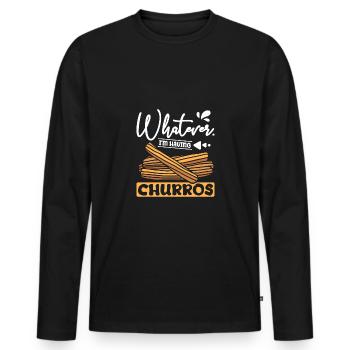Quoi que j’aie Churros - T-shirt manches longues Premium bio Homme - noir - Devant - Nico (187cm)