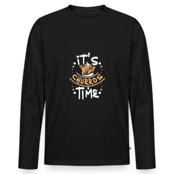 C’est l’heure des churros - T-shirt manches longues Premium bio Homme - noir - Devant - Nico (187cm)