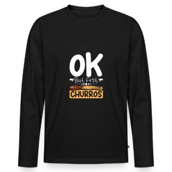 D’accord, mais d’abord les churros - T-shirt manches longues Premium bio Homme - noir - Devant - Nico (187cm)