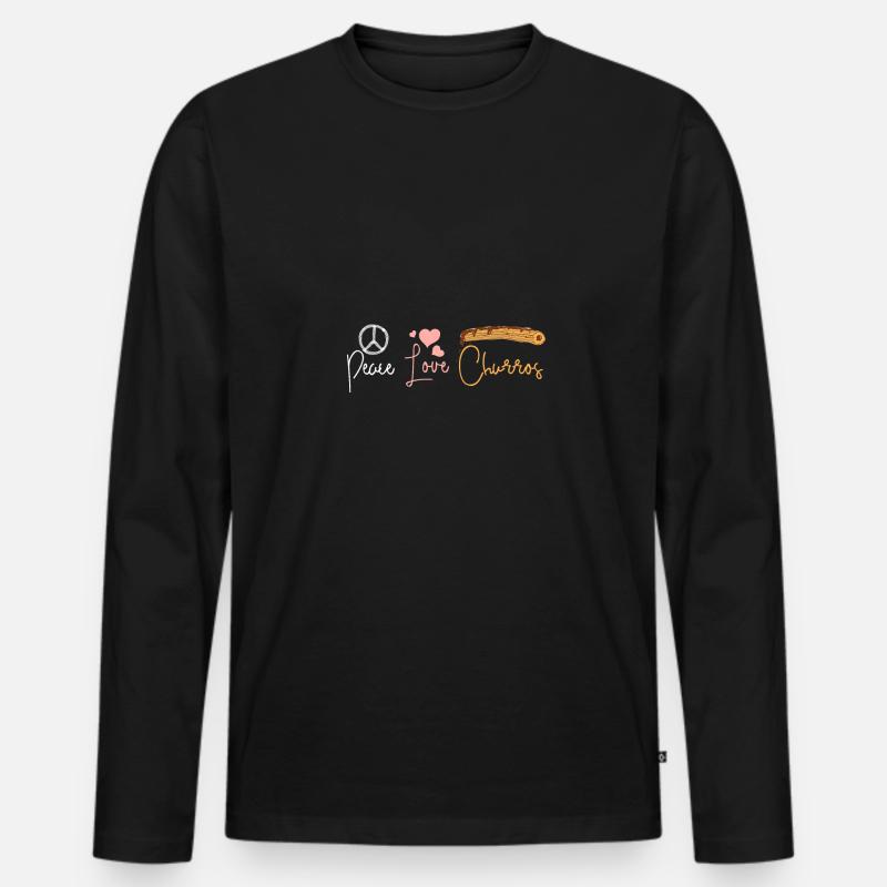 Peace love Churros - Männer Premium Bio Langarmshirt - Schwarz