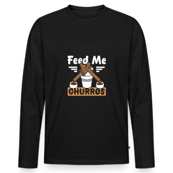 Nourris-moi des churros - T-shirt manches longues Premium bio Homme - noir - Devant - Nico (187cm)