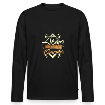 L’équipe des Churros - T-shirt manches longues Premium bio Homme - noir - Devant - Nico (187cm)