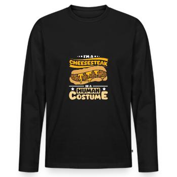 I'm a philly cheesesteak in a human costume - Männer Premium Bio Langarmshirt - Schwarz - Vorne - Nico (187cm)