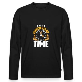 It's philly cheesesteak time - Männer Premium Bio Langarmshirt - Schwarz - Vorne - Nico (187cm)