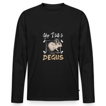 Yep I talk to degus - Männer Premium Bio Langarmshirt - Schwarz - Vorne - Nico (187cm)