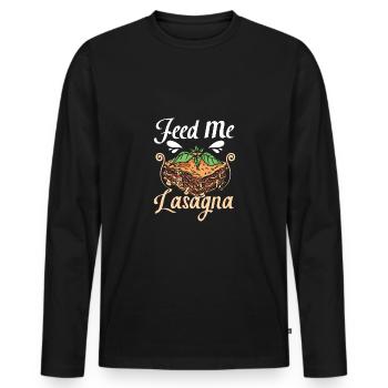 Nourrissez-moi de lasagnes - T-shirt manches longues Premium bio Homme - noir - Devant - Nico (187cm)