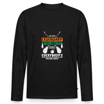 I'm that legendary hurling player - Männer Premium Bio Langarmshirt - Schwarz - Vorne - Nico (187cm)