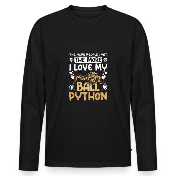 more people I met the more I love my ball python - Men's Premium Organic Long Sleeve Shirt - black - Front - Nico (187cm)