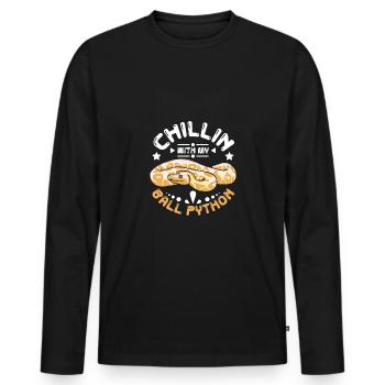 Chillin with my ball python - Men's Premium Organic Long Sleeve Shirt - black - Front - Nico (187cm)